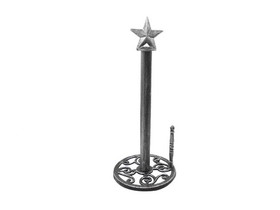Handcrafted Model Ships K-9232-Silver-T Rustic Silver Cast Iron Texas Star Bathroom Extra Toilet Paper Stand 16"