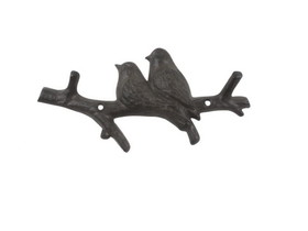 Handcrafted Model Ships K-9245-cast-iron Cast Iron Birds on Branch Decorative Metal Wall Hooks 8"