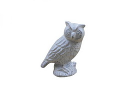 Handcrafted Model Ships K-9283-w Whitewashed Cast Iron Owl Metal Door Stop 6"