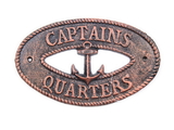 Handcrafted Model Ships K-9301-RC Rustic Copper Cast Iron Captains Quarters with Anchor Sign 8