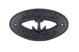 Handcrafted Model Ships K-9303-Black Rustic Black Cast Iron Mermaids Quarters with Anchor Sign 8"