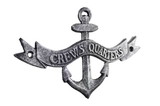 Handcrafted Model Ships K-9314-silver Antique Silver Cast Iron Crews Quarters Anchor Sign 8"