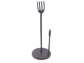 Handcrafted Model Ships k-9316-FS-cast-iron Cast Iron Fork and Spoon Kitchen Paper Towel Holder 15"