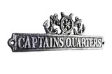 Handcrafted Model Ships K-9321-silver Antique Silver Cast Iron Captains Quarters Sign with Ship Wheel and Anchors 9