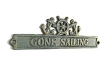 Handcrafted Model Ships K-9324-bronze Antique Bronze Cast Iron Gone Sailing Sign with Ship Wheel and Anchors 9