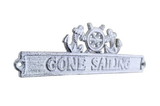 Handcrafted Model Ships K-9324-w Whitewashed Cast Iron Gone Sailing Sign with Ship Wheel and Anchors 9