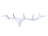 Handcrafted Model Ships k-9340-w Whitewashed Cast Iron Large Deer Head Antlers Decorative Metal Wall Hooks 15