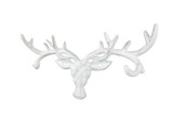Handcrafted Model Ships k-9340A-w Whitewashed Cast Iron Deer Head Antlers Decorative Metal Wall Hooks 13