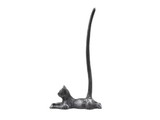 Handcrafted Model Ships k-9348-silver-T Rustic Silver Cast Iron Sitting Cat Bathroom Extra Toilet Paper Stand 19