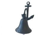 Handcrafted Model Ships K-9401-black Rustic Black Cast Iron Wall Hanging Anchor Bell 8