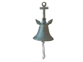 Handcrafted Model Ships K-9401-bronze Antique Bronze Cast Iron Wall Hanging Anchor Bell 8"
