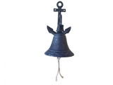 Handcrafted Model Ships k-9401-solid-dark-blue Rustic Dark Blue Cast Iron Wall Hanging Anchor Bell 8