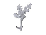 Handcrafted Model Ships K-9914-w Whitewashed Cast Iron Oak Tree Leaves with Acorns Decorative Metal Tree Branch Hooks 6.5
