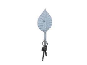 Handcrafted Model Ships K-9915-w Whitewashed Cast Iron Birch Tree Leaf Decorative Metal Tree Branch Hook 6.5"