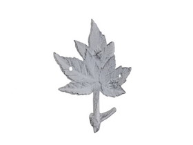Handcrafted Model Ships K-9917-w Whitewashed Cast Iron Maple Tree Leaf Decorative Metal Tree Branch Hook 6.5"
