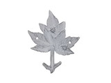 Handcrafted Model Ships K-9918-w Whitewashed Cast Iron Maple Tree Leaves Decorative Metal Tree Branch Hooks 6.5