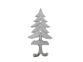 Handcrafted Model Ships K-9919-w Whitewashed Cast Iron Pine Tree Decorative Metal Wall Hooks 6.5"