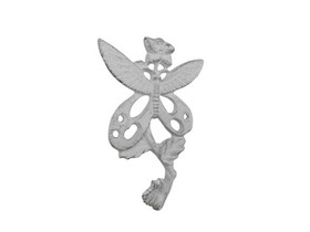 Handcrafted Model Ships K-9921-w Whitewashed Cast Iron Butterfly on a Branch Decorative Metal Wall Hook 6.5"