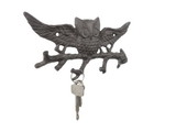 Handcrafted Model Ships K-9923-cast-iron Cast Iron Flying Owl Landing on a Tree Branch Decorative Metal Wall Hooks 7.5