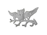Handcrafted Model Ships K-9923-w Whitewashed Cast Iron Flying Owl Landing on a Tree Branch Decorative Metal Wall Hooks 7.5
