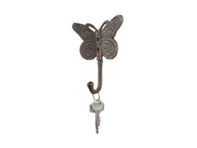 Handcrafted Model Ships K-9926-rc Rustic Copper Cast Iron Butterly Decorative Metal Wall Hook 5"