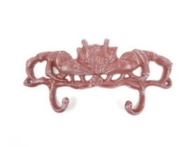 Handcrafted Model Ships K-9927-ww-red Whitewashed Red Cast Iron Decorative Crab Metal Wall Hooks 10.5"