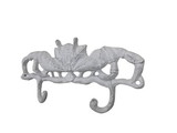 Handcrafted Model Ships K-9927-w Whitewashed Cast Iron Decorative Crab Metal Wall Hooks 10.5