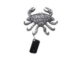 Handcrafted Model Ships K-9928-silver Rustic Silver Cast Iron Decorative Crab with Six Metal Wall Hooks 7