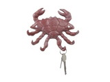 Handcrafted Model Ships K-9928-ww-red Red Whitewashed Cast Iron Decorative Crab with Six Metal Wall Hooks 7