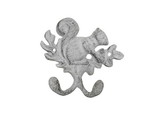 Handcrafted Model Ships K-9930-w Whitewashed Cast Iron Squirrel with Acorn Decorative Double Metal Wall Hooks 8