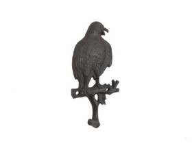 Handcrafted Model Ships K-9934-cast-iron Cast Iron Eagle Sitting on a Tree Branch Decorative Metal Wall Hook 6.5"