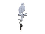 Handcrafted Model Ships K-9934-w Whitewashed Cast Iron Eagle Sitting on a Tree Branch Decorative Metal Wall Hook 6.5