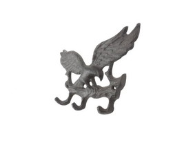 Handcrafted Model Ships K-9935-cast-iron Cast Iron Flying Eagle Landing on a Tree Branch Decorative Metal Wall Hooks 7.5"