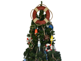 Handcrafted Model Ships Lifering-15-315-XMASS Vintage Red Lifering Christmas Tree Topper Decoration