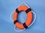 Handcrafted Model Ships Lifering 15-332 Vibrant Orange Decorative Lifering With Blue Bands 15"