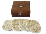 Handcrafted Model Ships M-1109 Set of 4 - Rope Coasters w/ Anchor Box 4