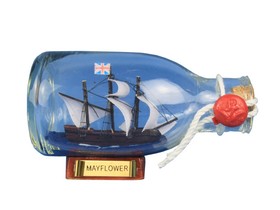 Handcrafted Model Ships MayflowerBottle5 Mayflower Model Ship in a Glass Bottle 5"