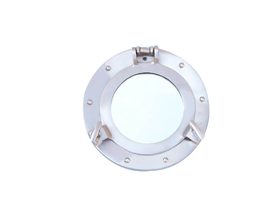 Handcrafted Model Ships MC-1962-10-BN-W Brushed Nickel Deluxe Class Decorative Ship Porthole Window 8"