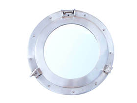 Handcrafted Model Ships MC-1963-12-BN-M Brushed Nickel Deluxe Class Decorative Ship Porthole Mirror 12"