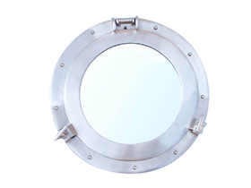 Handcrafted Model Ships MC-1963-12-BN-W Brushed Nickel Deluxe Class Decorative Ship Porthole Window 12"