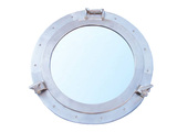 Handcrafted Model Ships MC-1967-24-BN-M Brushed Nickel Deluxe Class Decorative Ship Porthole Mirror 24