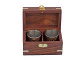 Handcrafted Model Ships MC-2114-AN Antique Brass Anchor Shot Glasses With Rosewood Box 4