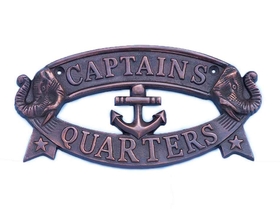 Handcrafted Model Ships MC-2200-AC Antique Copper Captain's Quarters Sign 9"