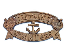 Handcrafted Model Ships MC-2200-AN Antique Brass Captain's Quarters Sign 9&quot;