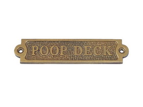 Handcrafted Model Ships MC-2236-AN Antique Brass Poop Deck Sign 6&quot;