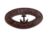 Handcrafted Model Ships MC-2248-AC Antique Copper Welcome Aboard Oval Sign with Anchor 8