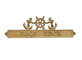 Handcrafted Model Ships MC-2264-AN Antique Brass Poop Deck Sign with Ship Wheel and Anchors 12
