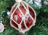 Handcrafted Model Ships MR4799R-XMASS Glass & Rope Red Fishing Float Christmas Tree Ornament