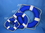 Handcrafted Model Ships N-LF-SolidBlue-10-Xmas Vibrant Blue Decorative Lifering with White Bands Christmas Ornament 10"