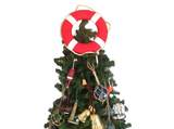 Handcrafted Model Ships N-LF-SolidRed-15-XMASS Vibrant Red Lifering with White Bands Christmas Tree Topper Decoration